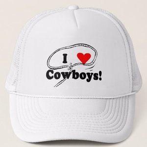 I Love Cowboys White Trucker Hat